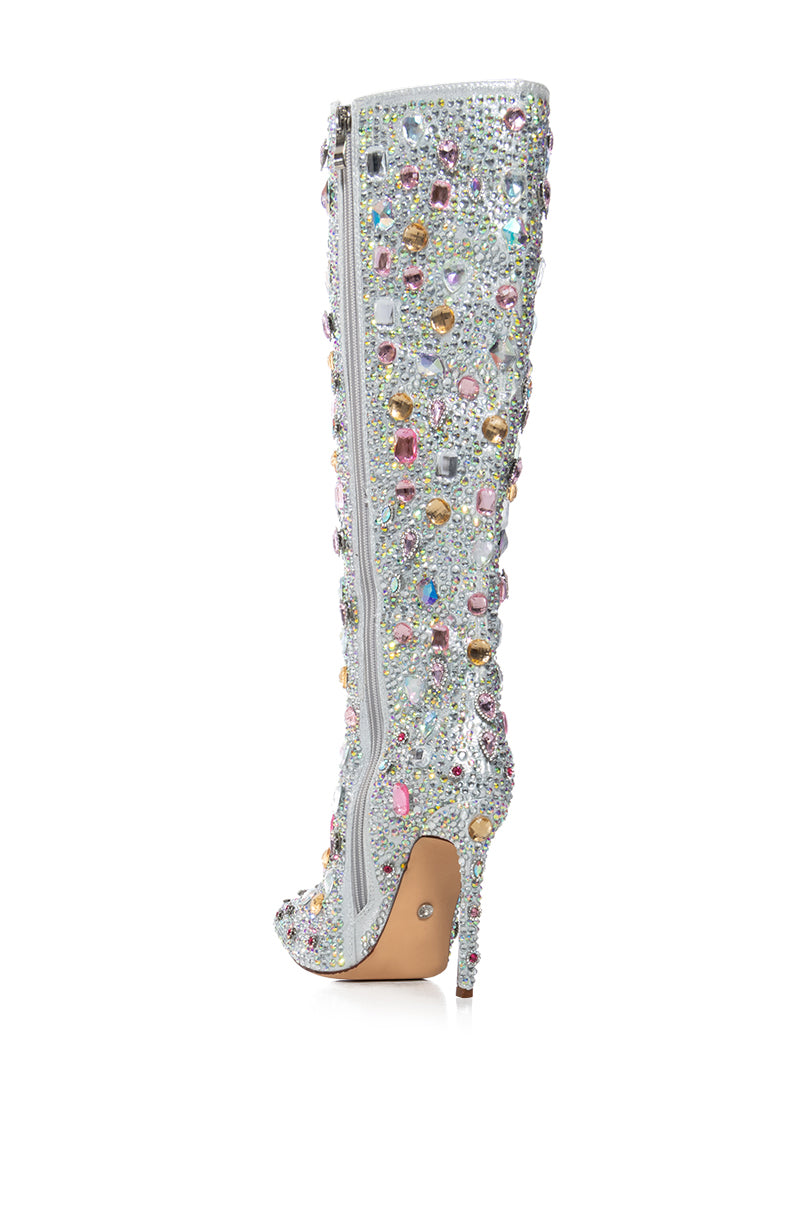 AZALEA WANG LAMARCA RHINESTONE COVERED BOOT IN PINK