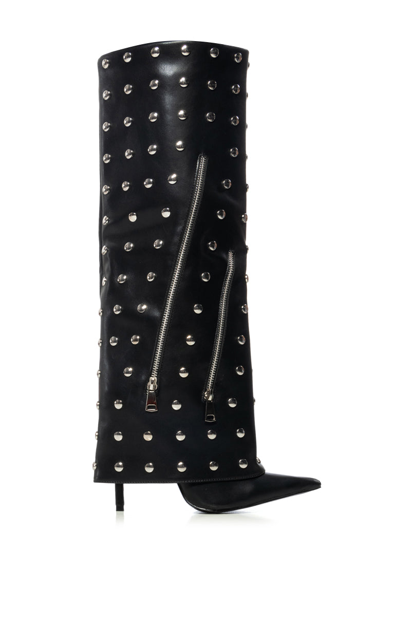 AZALEA WANG YOSHINO BLACK STUDDED BOOT