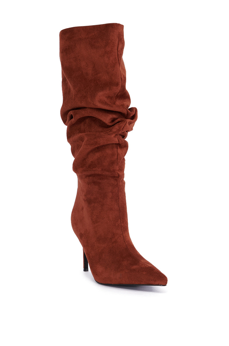 AZALEA WANG PAVETTA BROWN FAUX SUEDE SLOUCH BOOT