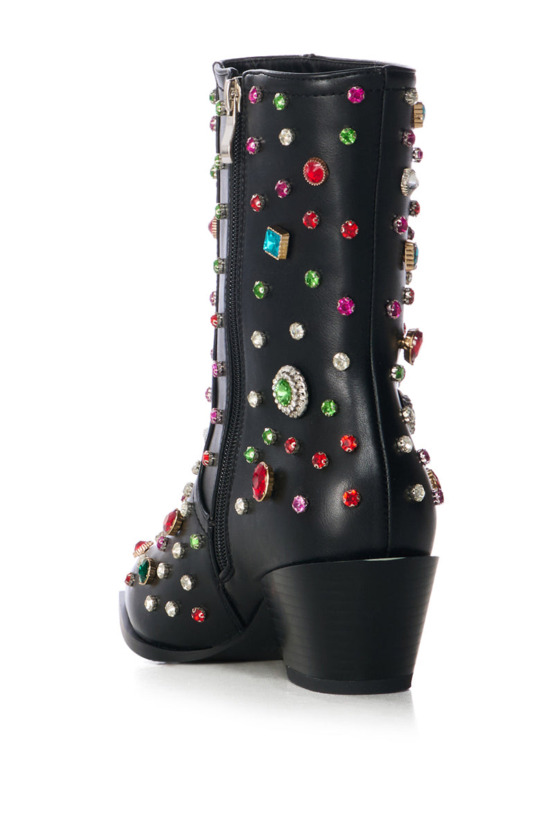 AZALEA WANG SPRINKLES EMBELLISHED BOOTIE IN BLACK