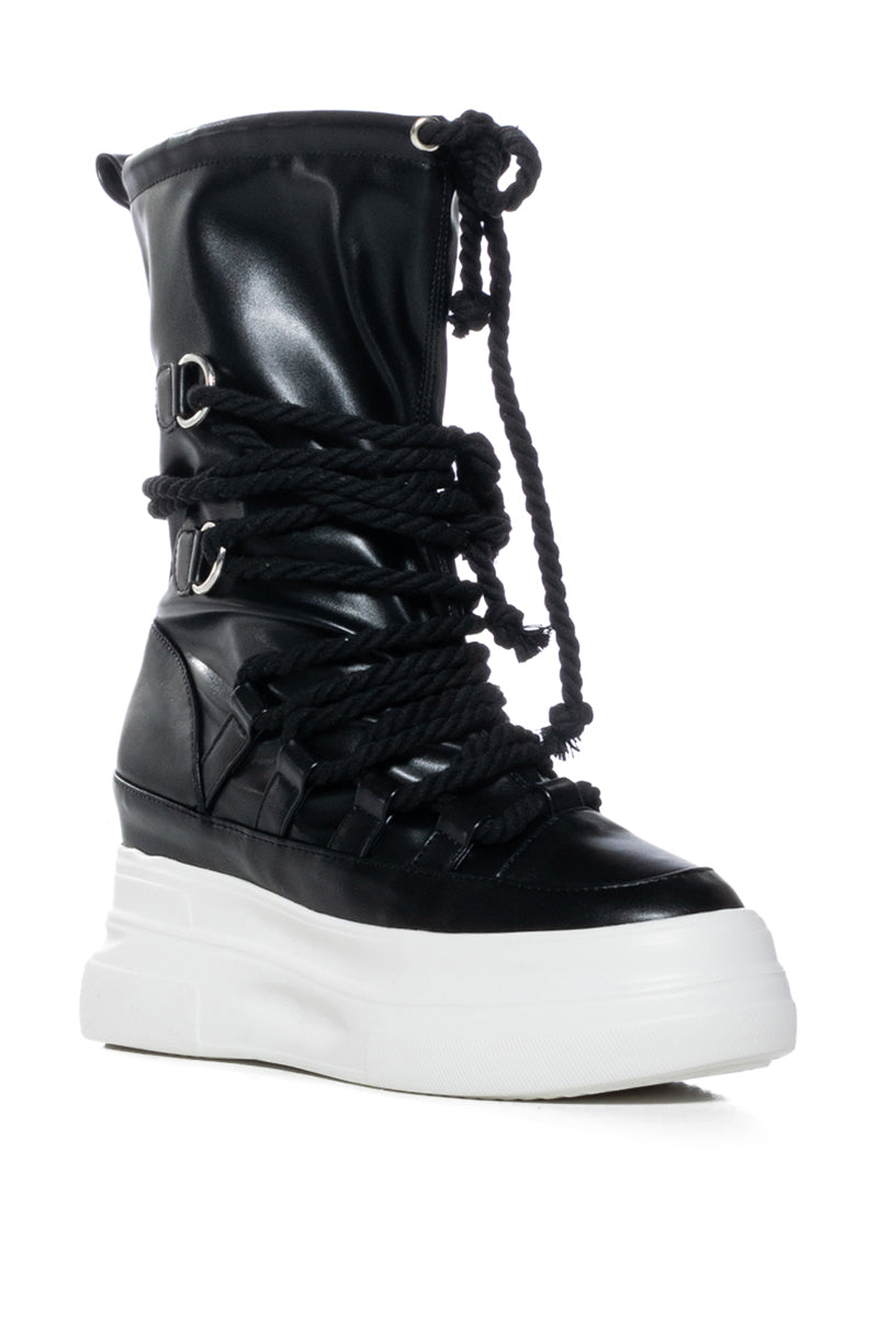 AZALEA WANG RANDOLPH LACE UP HIGH TOP SNEAKER IN BLACK