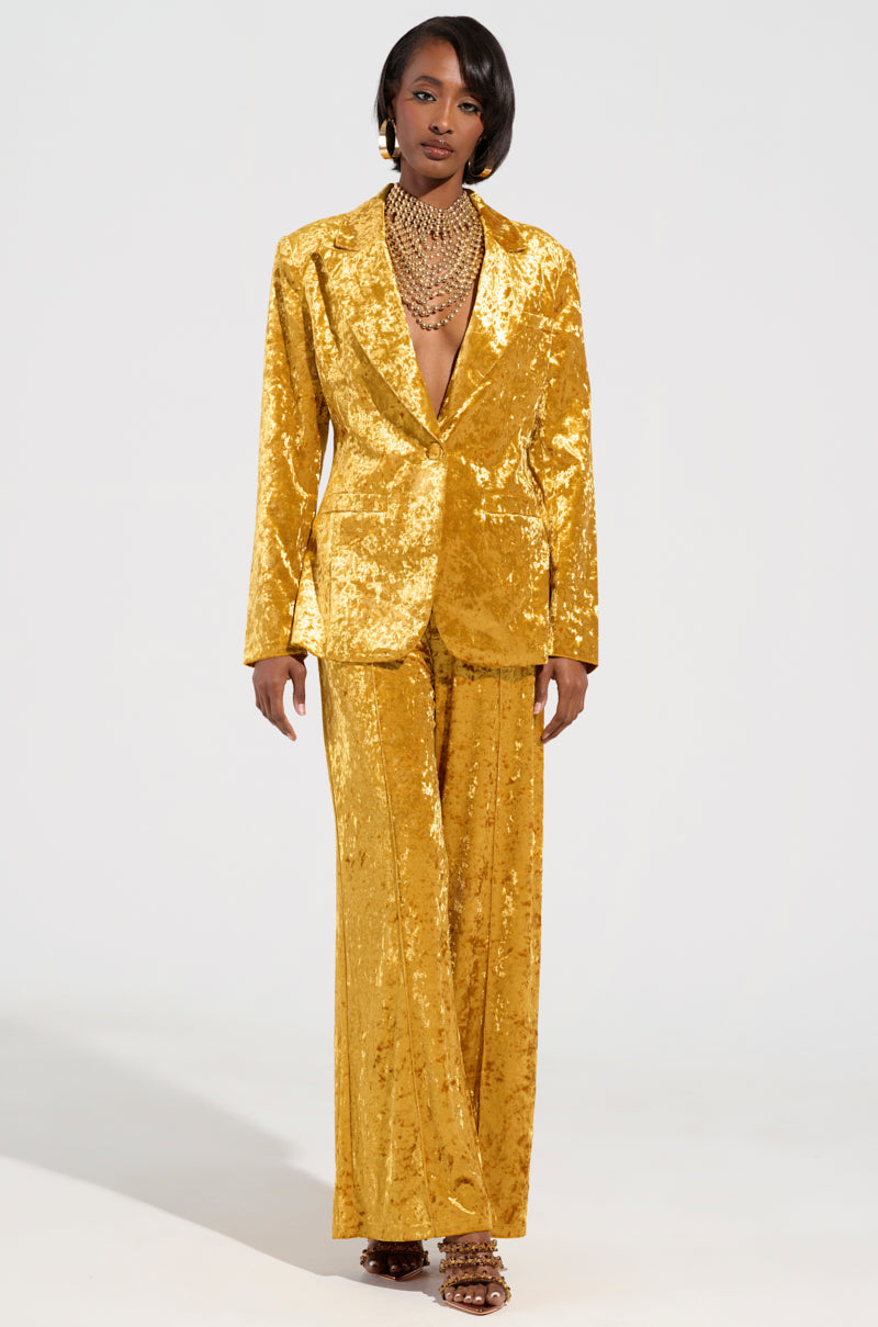 DRIPPING IN GOLD CRUSHED VELVET TROUSER