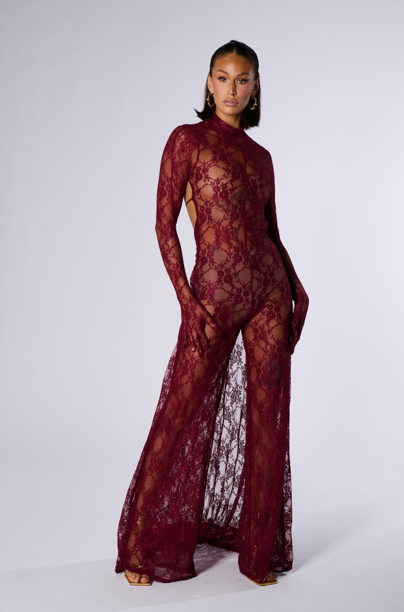 WORK THE ROOM LACE MAXI DRESS