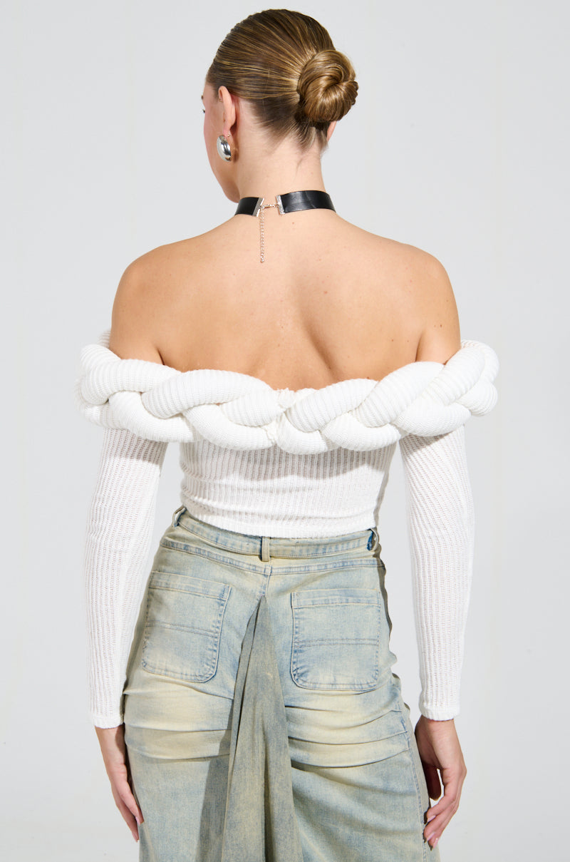 NOT ALONE OFF THE SHOULDER SWEATER IN IVORY