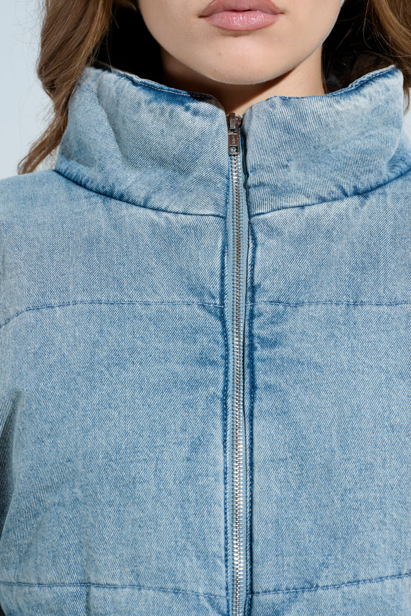 CHARLI CROPPED DENIM PUFFER