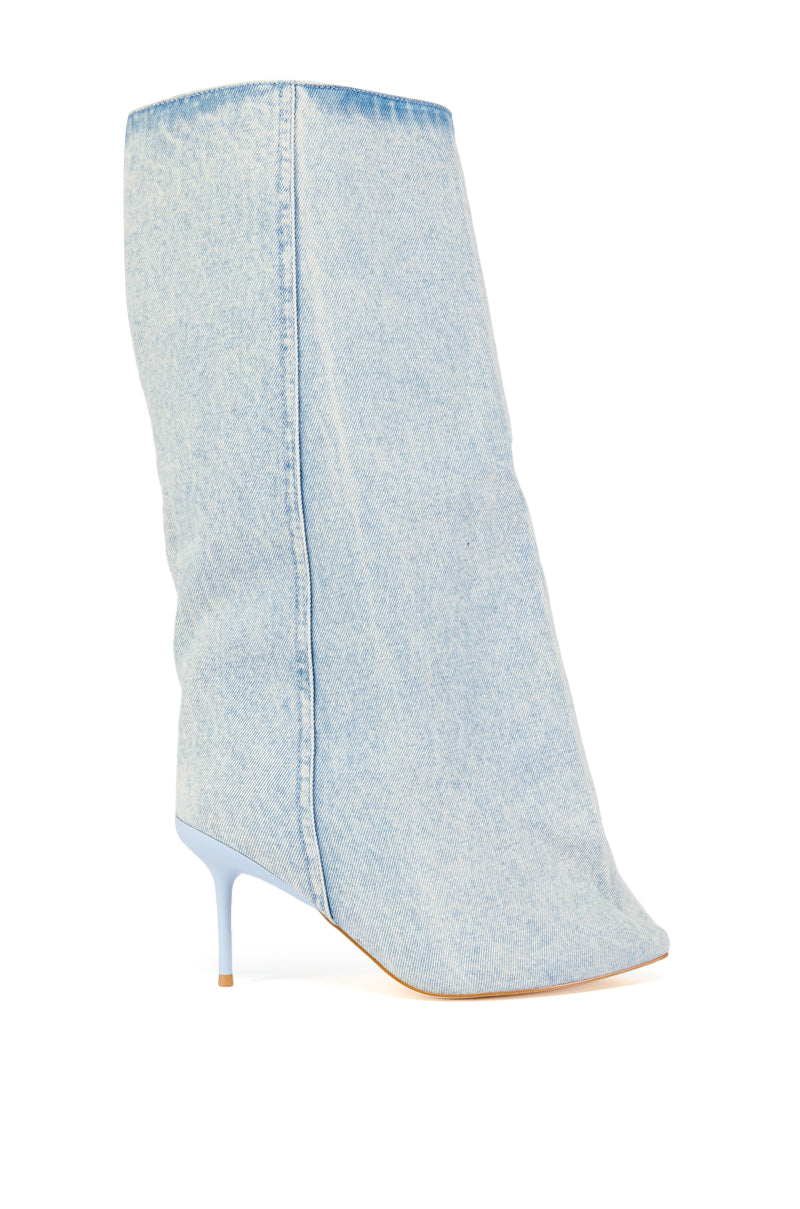 AZALEA WANG COUTURE CRAZY DENIM BOOT