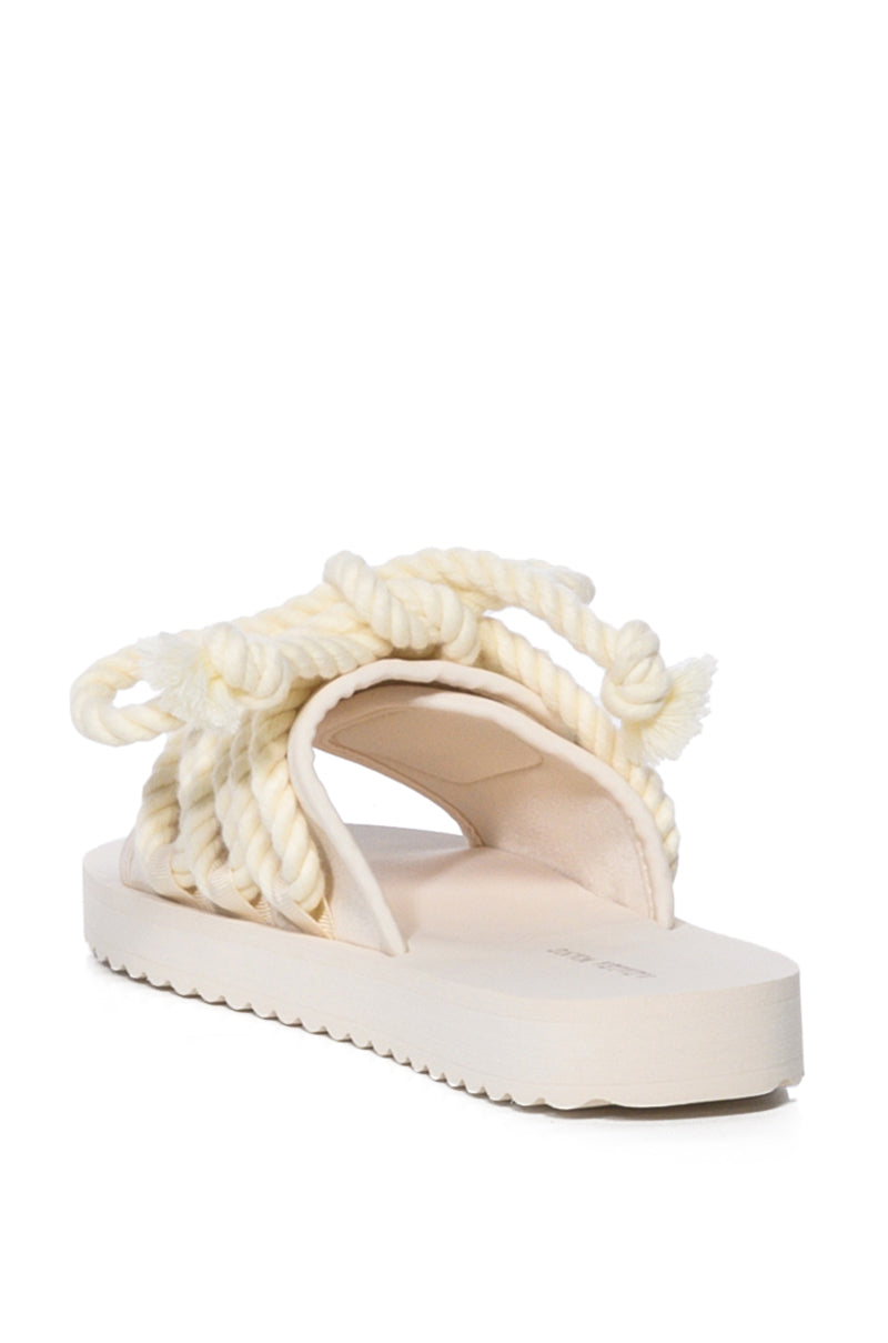 AZALEA WANG VICKI ROPE DECOR FLAT SANDAL IN BONE