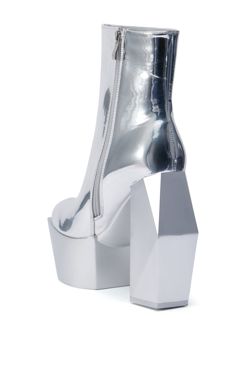 AZALEA WANG CELLINA CHROME SILVER BOOTIE