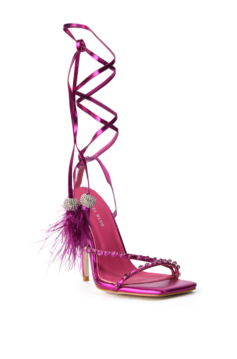 AZALEA WANG MISSY STILETTO METALLIC SANDAL IN FUCHSIA