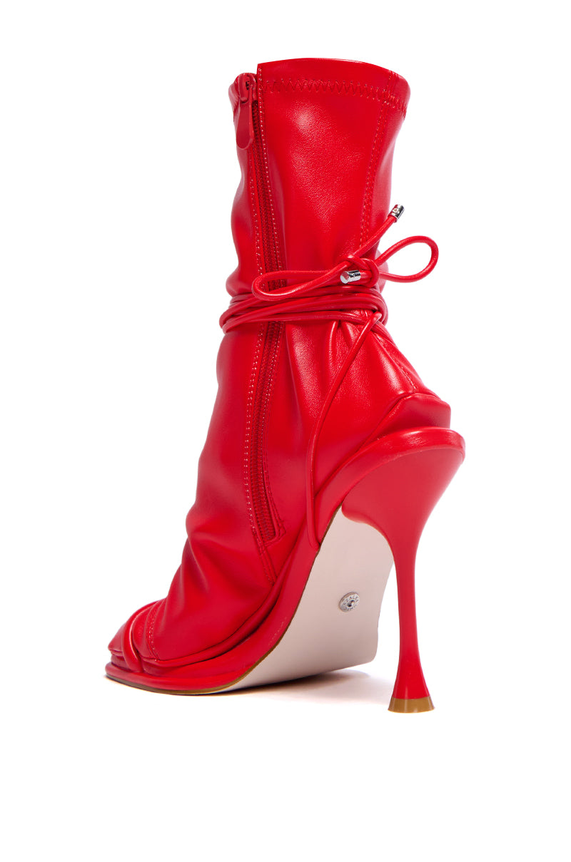 AZALEA WANG KOHINOOR RED FUTURISTIC SANDAL BOOTIE