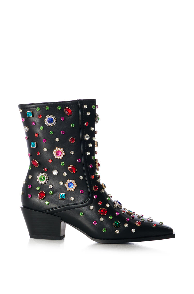 AZALEA WANG SPRINKLES EMBELLISHED BOOTIE IN BLACK