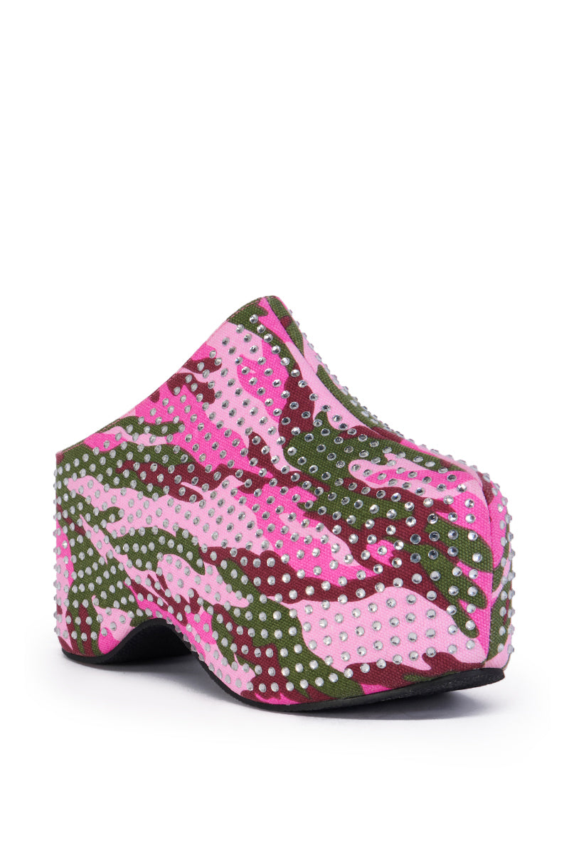 AZALEA WANG EMBELLISHED CAMO CLOG