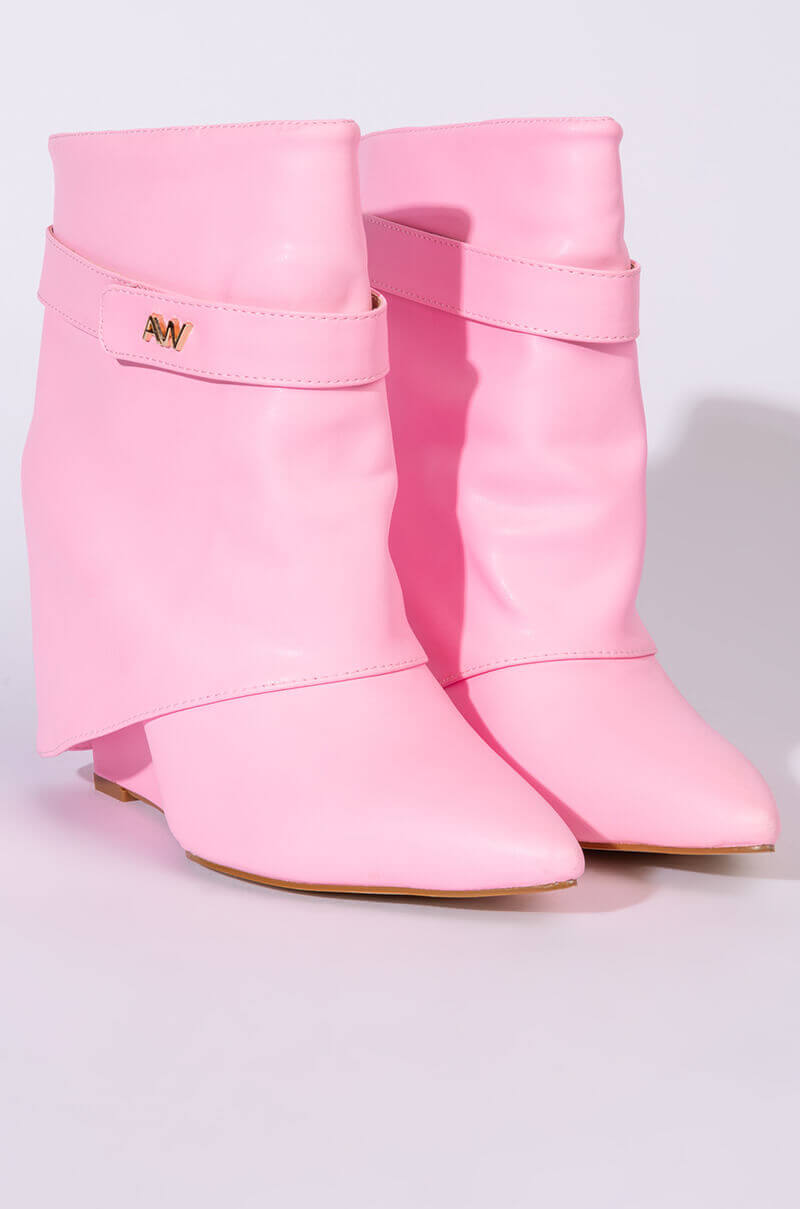 AZALEA WANG OFF THE GRID WEDGE BOOTIE IN LIGHT PINK