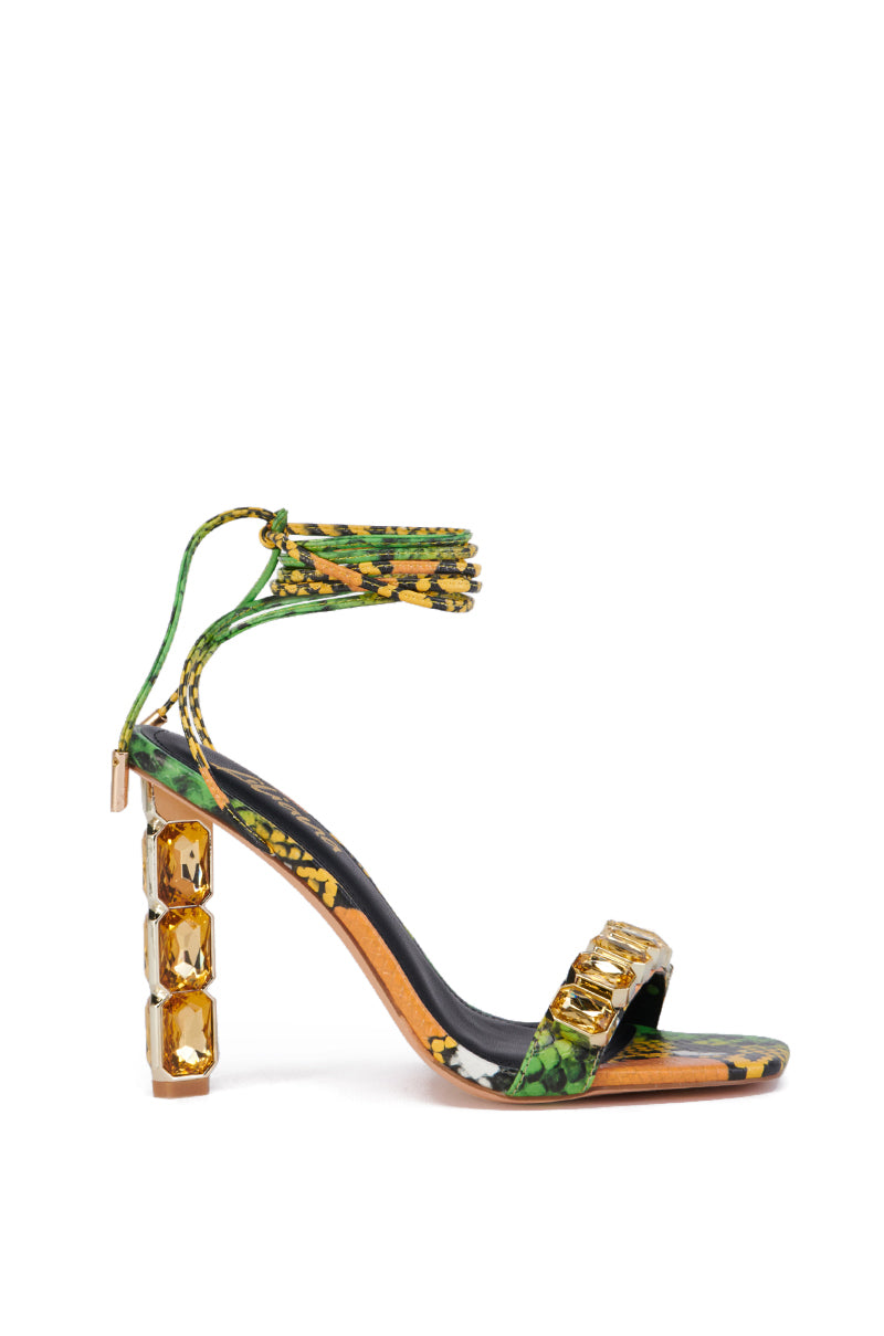 MARGE MULTI SNAKE EMBOSSED EMBELLISHED SANDAL