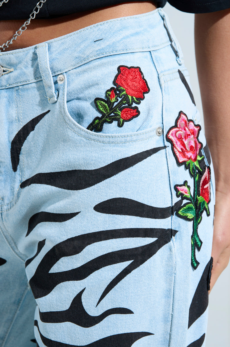 SLEEPING WITH ROSES DENIM PANT