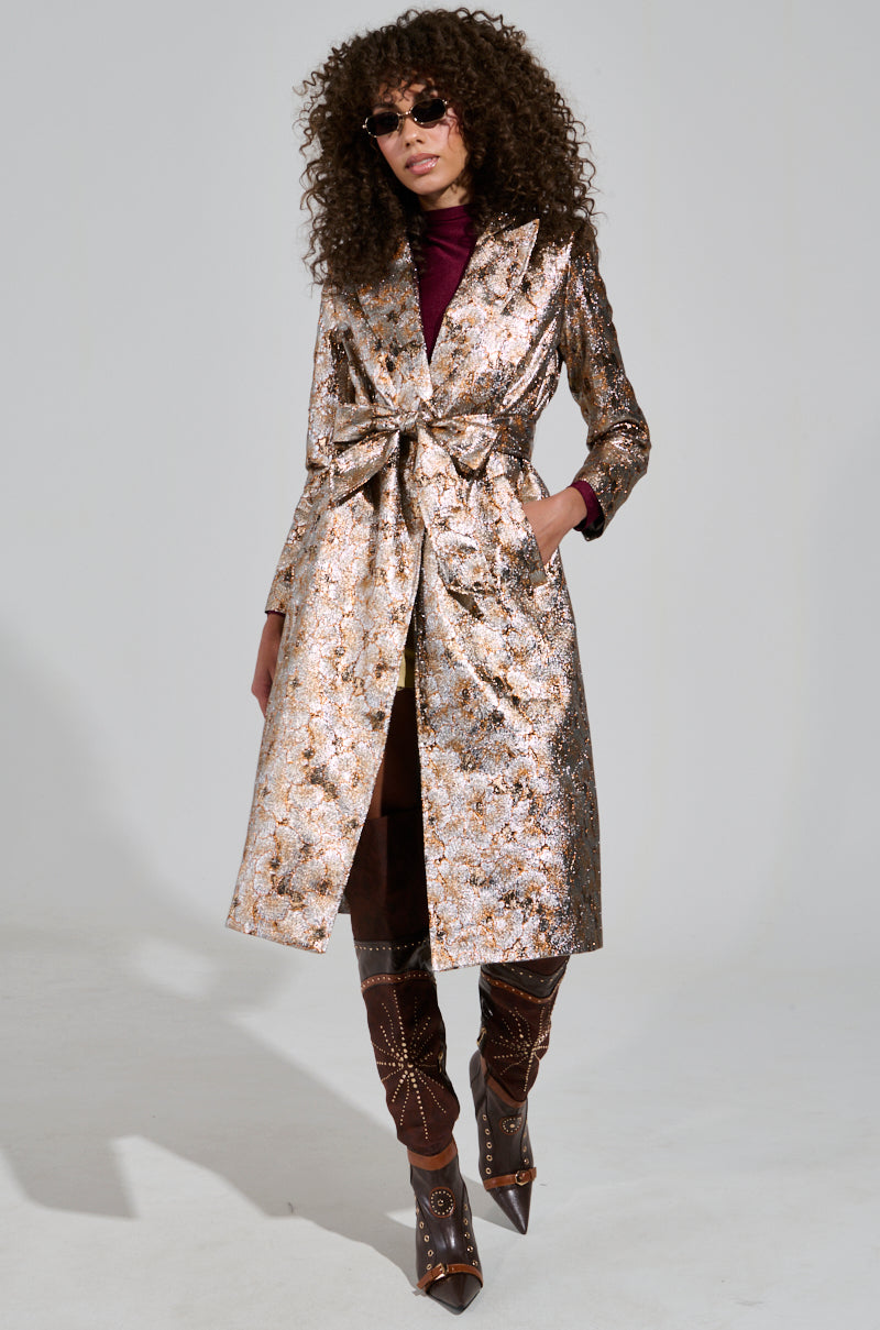 CITY LIGHTS BROCADE TRENCH