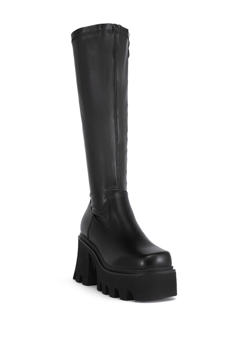 AZALEA WANG MARWA BLACK CHUNKY STRETCH BOOT