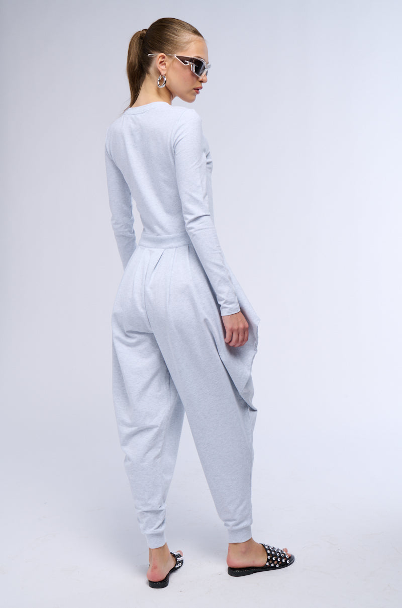 CATCH FLIGHTS NOT FEELINGS FRONT ZIP KNIT JUMPSUIT