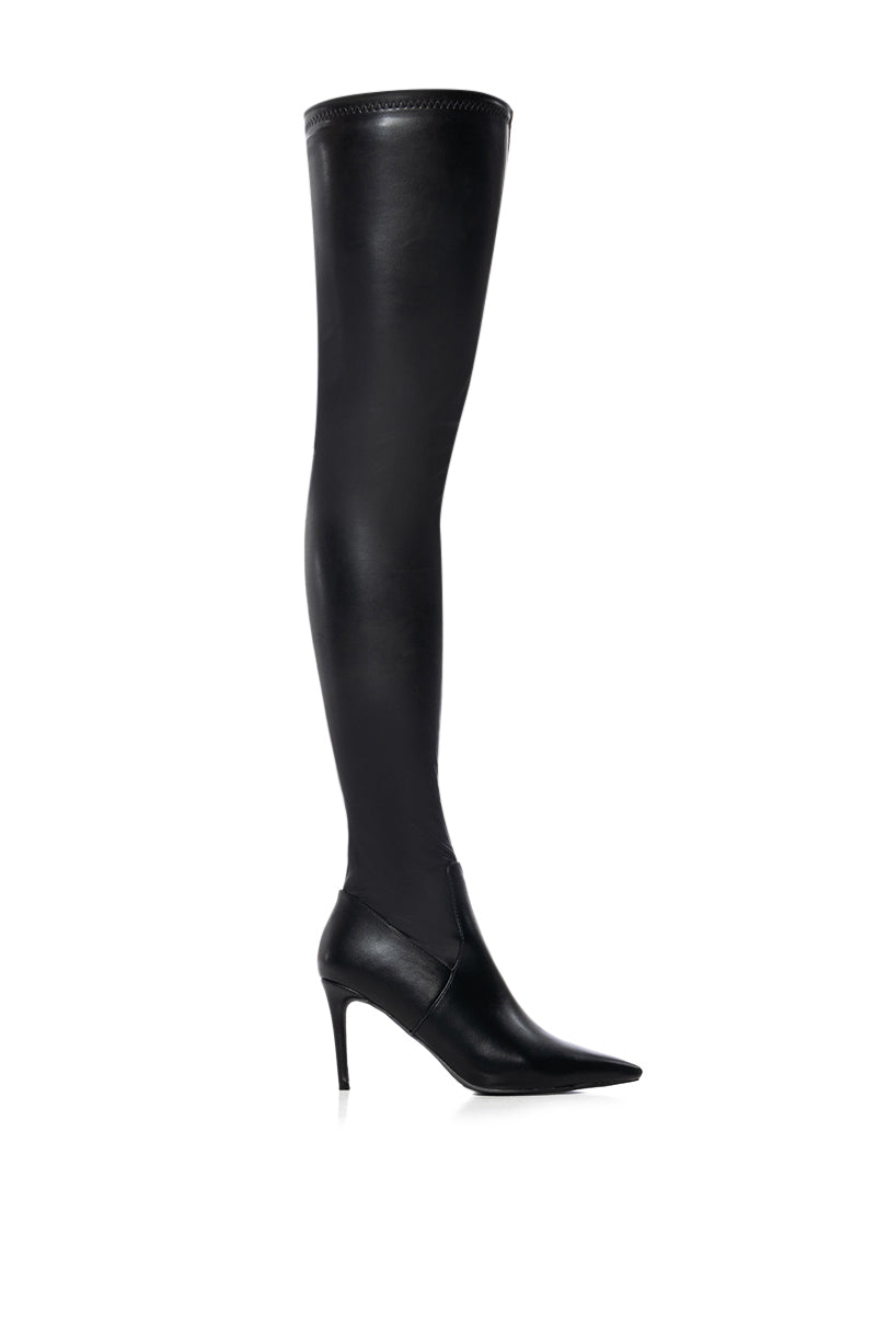 AZALEA WANG DROP IT LOW THIGH HIGH BOOT WITH 4 WAY STRETCH