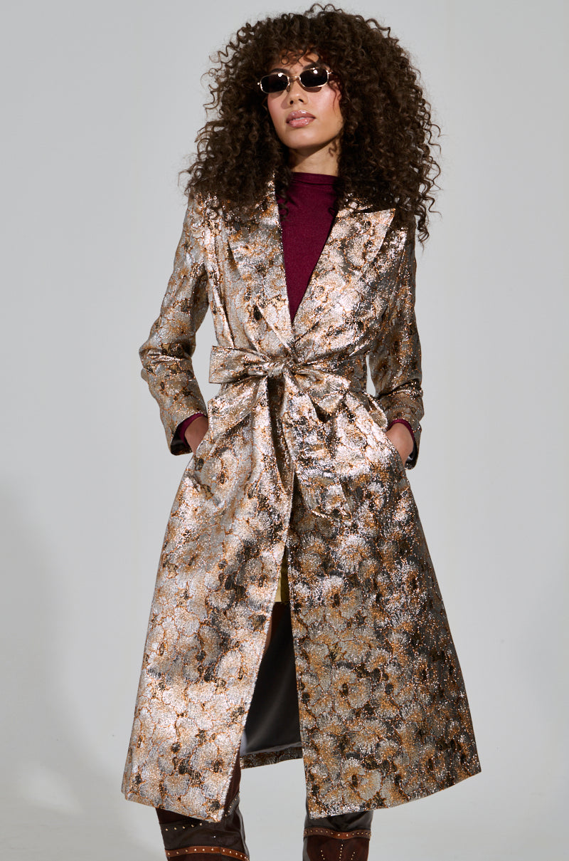 CITY LIGHTS BROCADE TRENCH