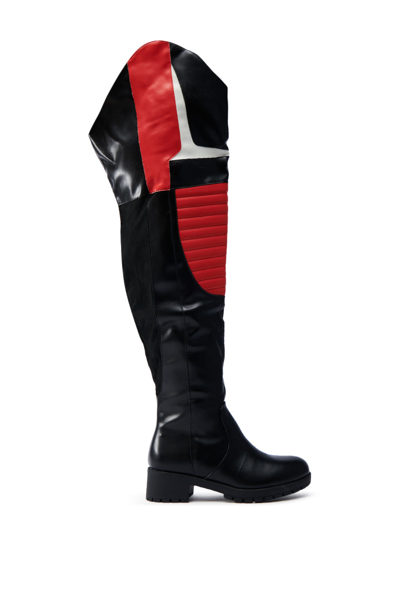 NORRIS RED AND BLACK FLAT BOOT