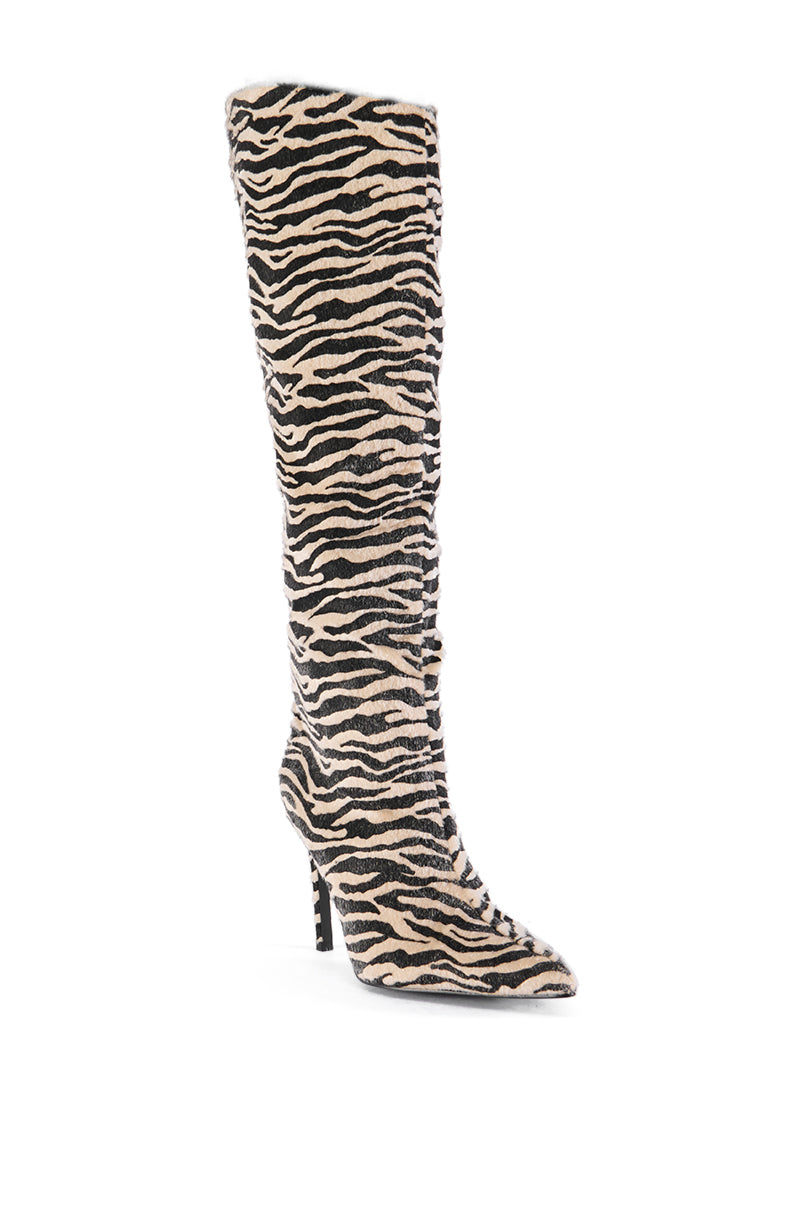 AZALEA WANG MULTI PONY HAIR ZEBRA BOOT