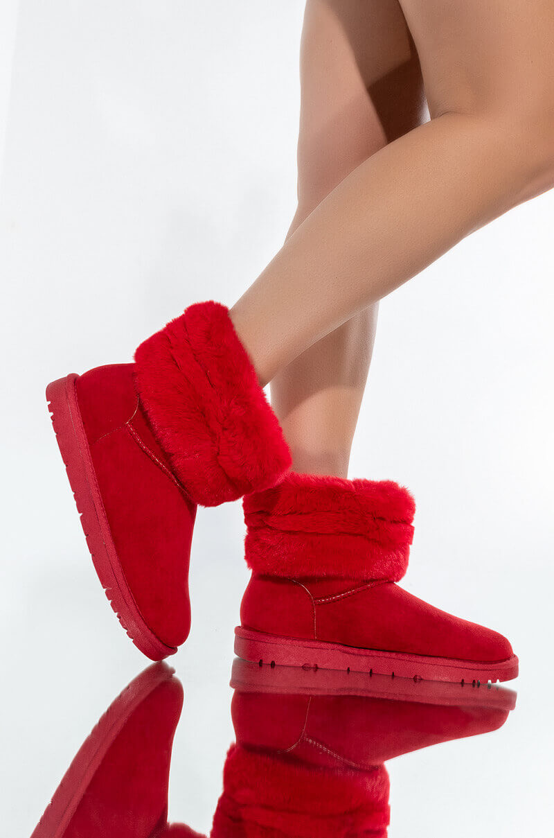 AZALEA WANG STUCK ON YOU FLAT BOOTIE IN RED