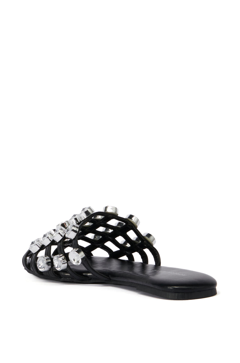 AZALEA WANG XERES GEM EMBELLISHED FLAT IN BLACK