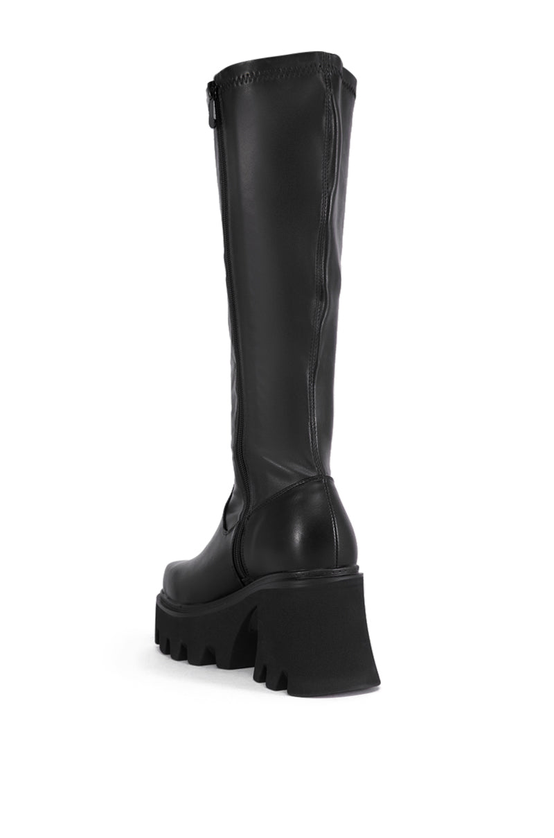 AZALEA WANG MARWA BLACK CHUNKY STRETCH BOOT