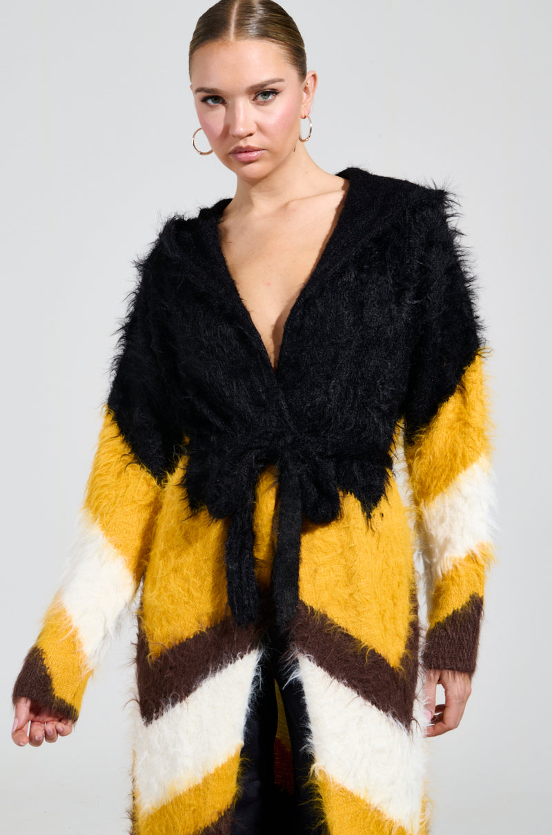 LOUD LUXURY GIRL LONG FUZZY CARDIGAN