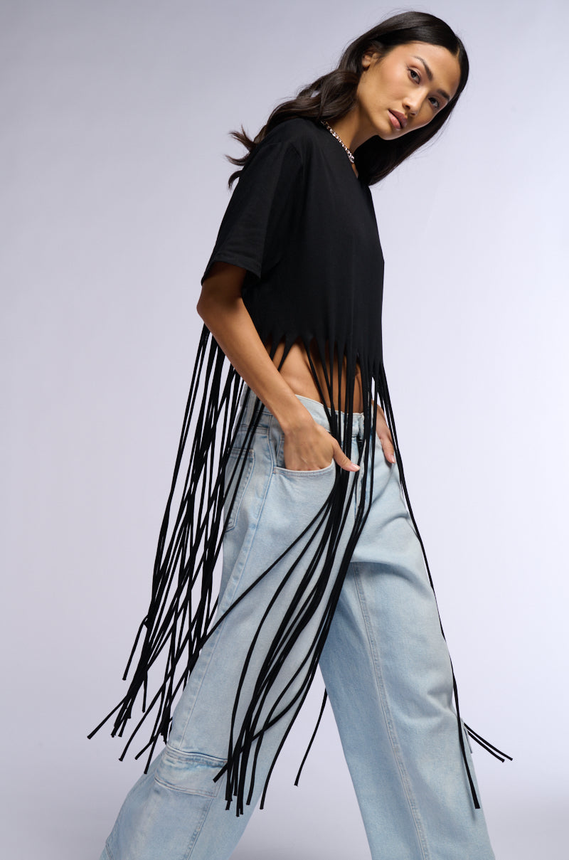 BRING THE FUN FRINGE TSHIRT IN BLACK