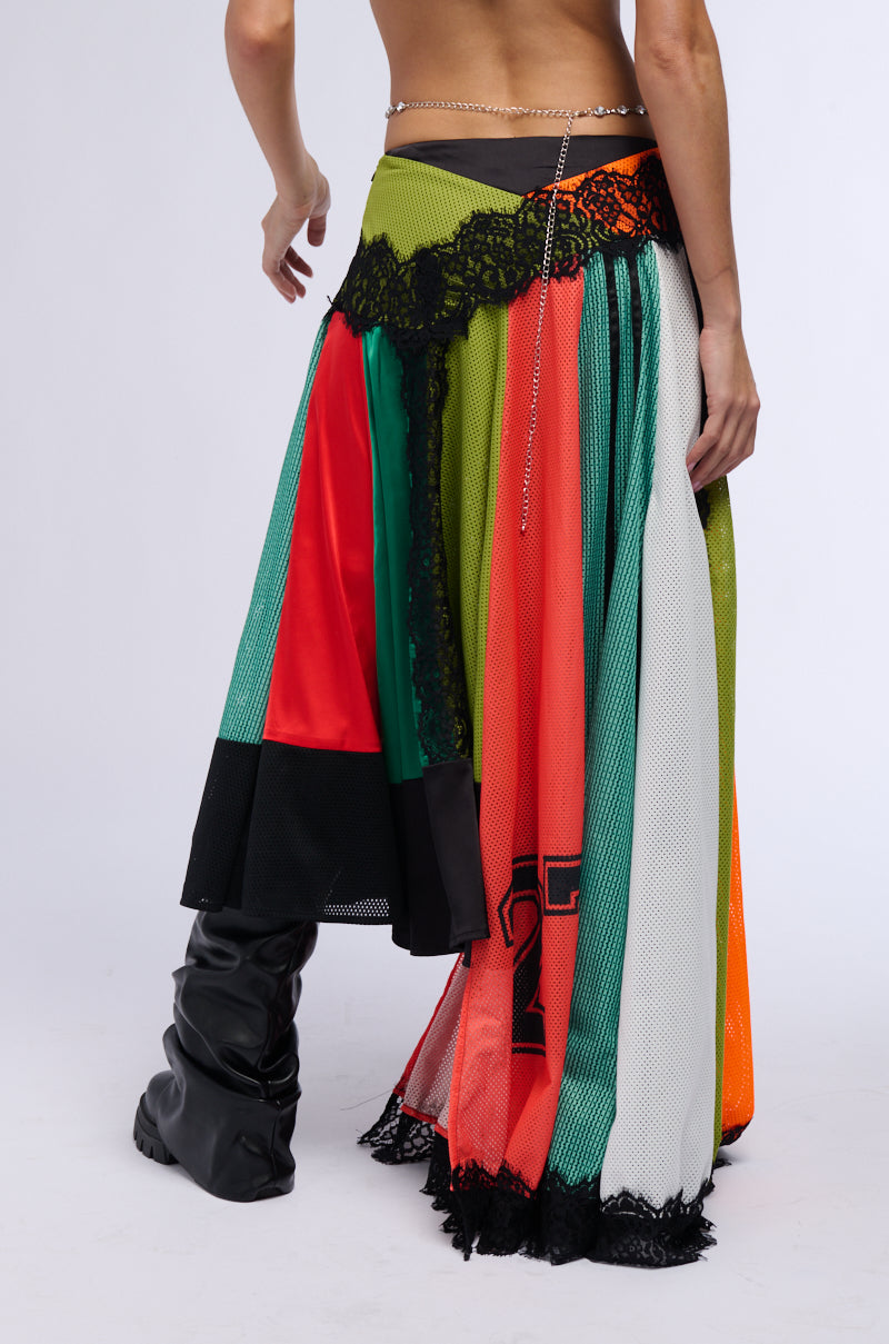 ALL OVER THE PLACE COLOR BLOCK MAXI SKIRT