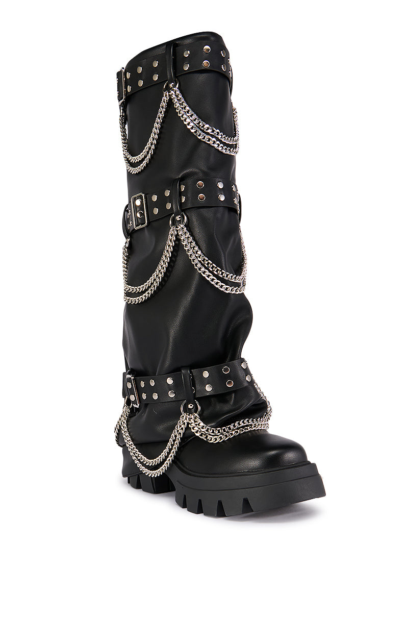 AZALEA WANG CHANDRA BLACK SILVER HARDWARE BOOT