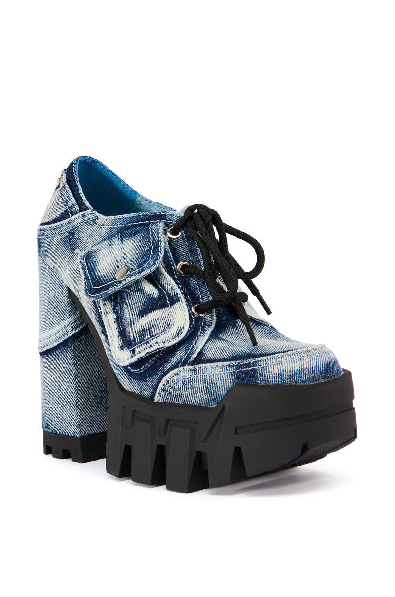 AZALEA WANG GALIDO DENIM CHUNKY PUMP