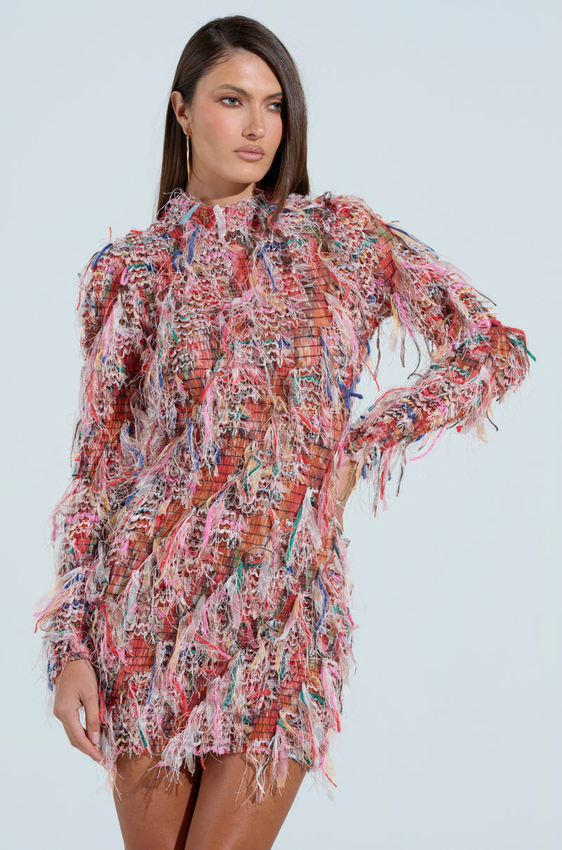 DAYDREAMING FRINGE MINI DRESS