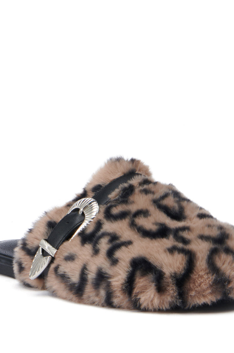 AZALEA WANG RAMIE LEOPARD MULE FLAT