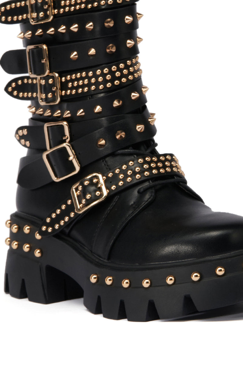 AZALEA WANG WINOLA BLACK BELTED BOOTIE