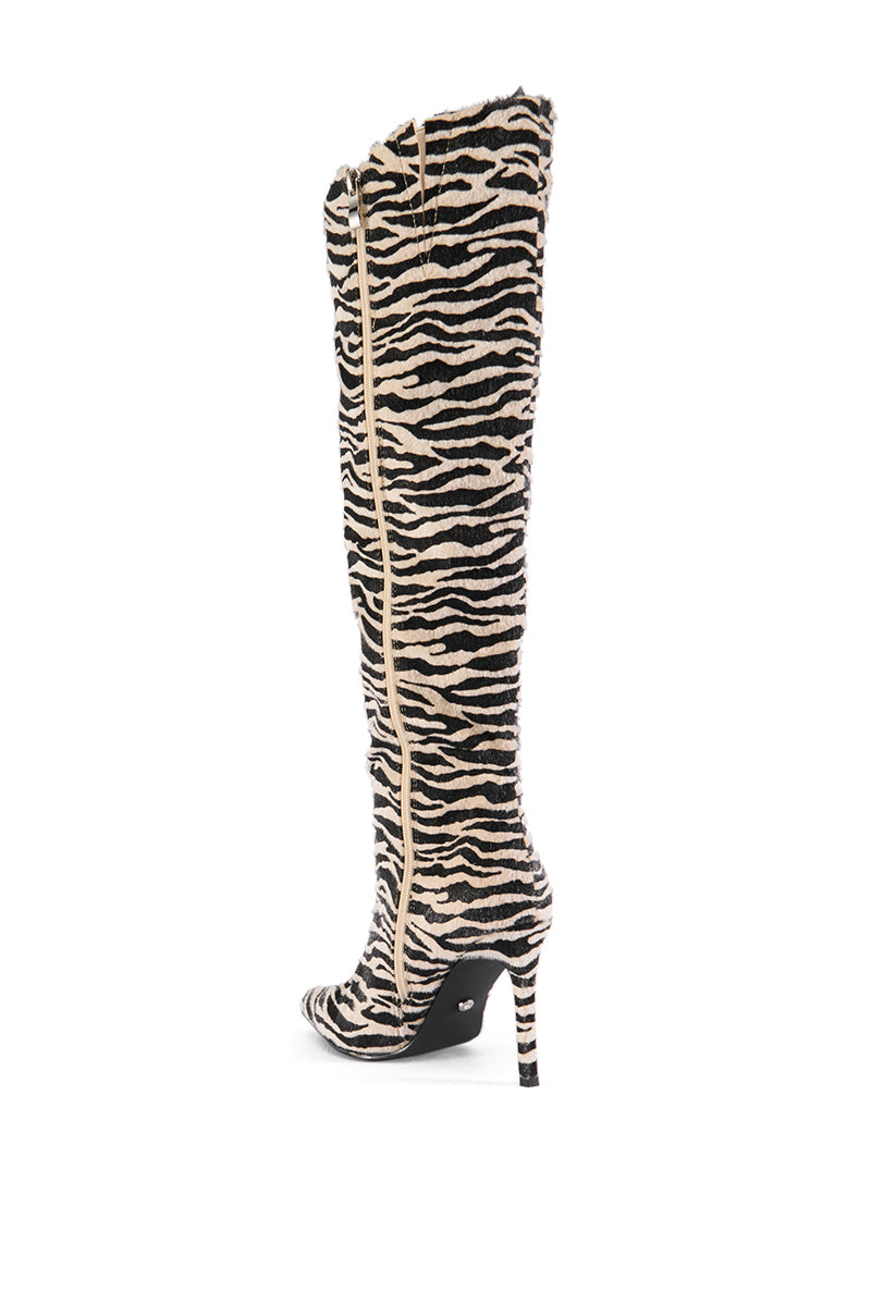 AZALEA WANG MULTI PONY HAIR ZEBRA BOOT