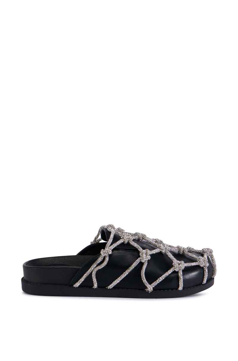 AZALEA WANG SHYLAH BLACK DIAMOND ROPE NETTED FLAT