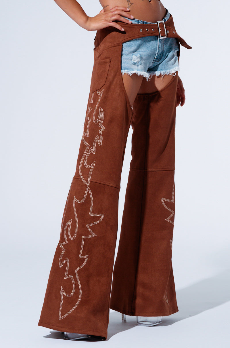 SMOKE HOUR SUEDE CHAPS IN BROWN