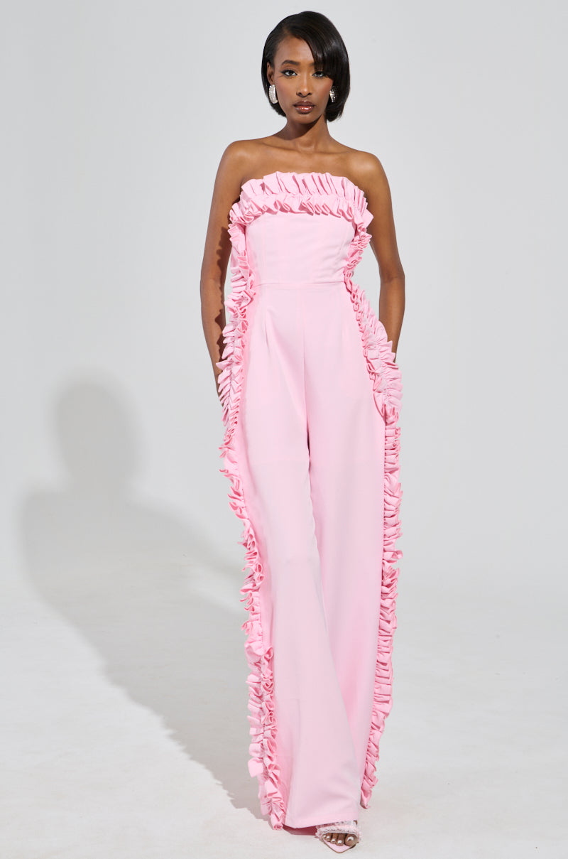 MONICA RUFFLED JUMPSUIT IN PINK