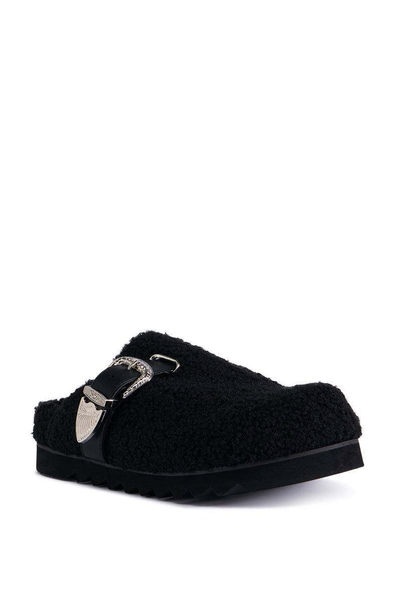 AZALEA WANG DEVANY BLACK SHERPA CLOG