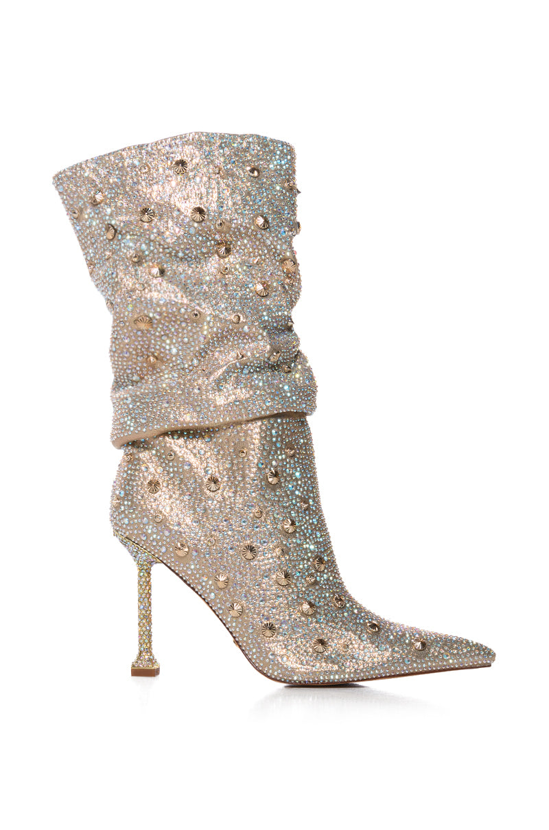 AZALEA WANG BEVERLY HILLS GOLD EMBELLISHED BOOT