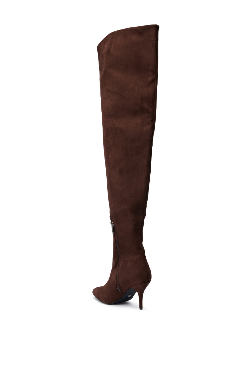 AZALEA WANG HALINA BROWN FAUX SUEDE STILETTO BOOT