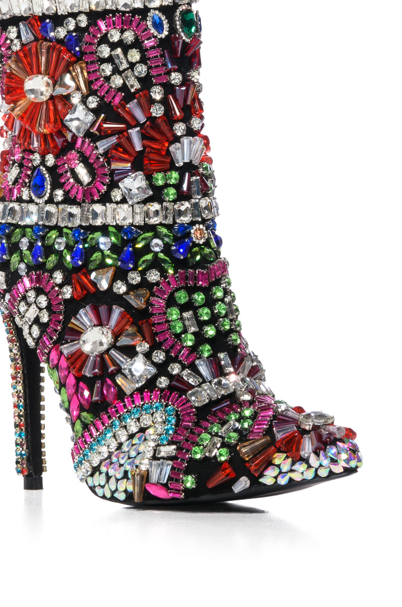 AZALEA WANG HOLLY EMBELLISHED BOOTIE IN MULTI