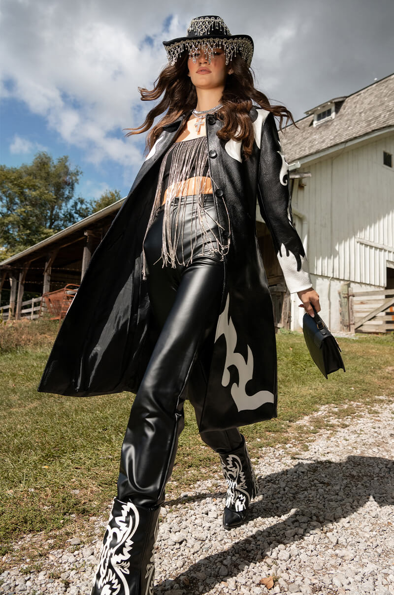 ROBOT COWGIRL PU TRENCH JACKET