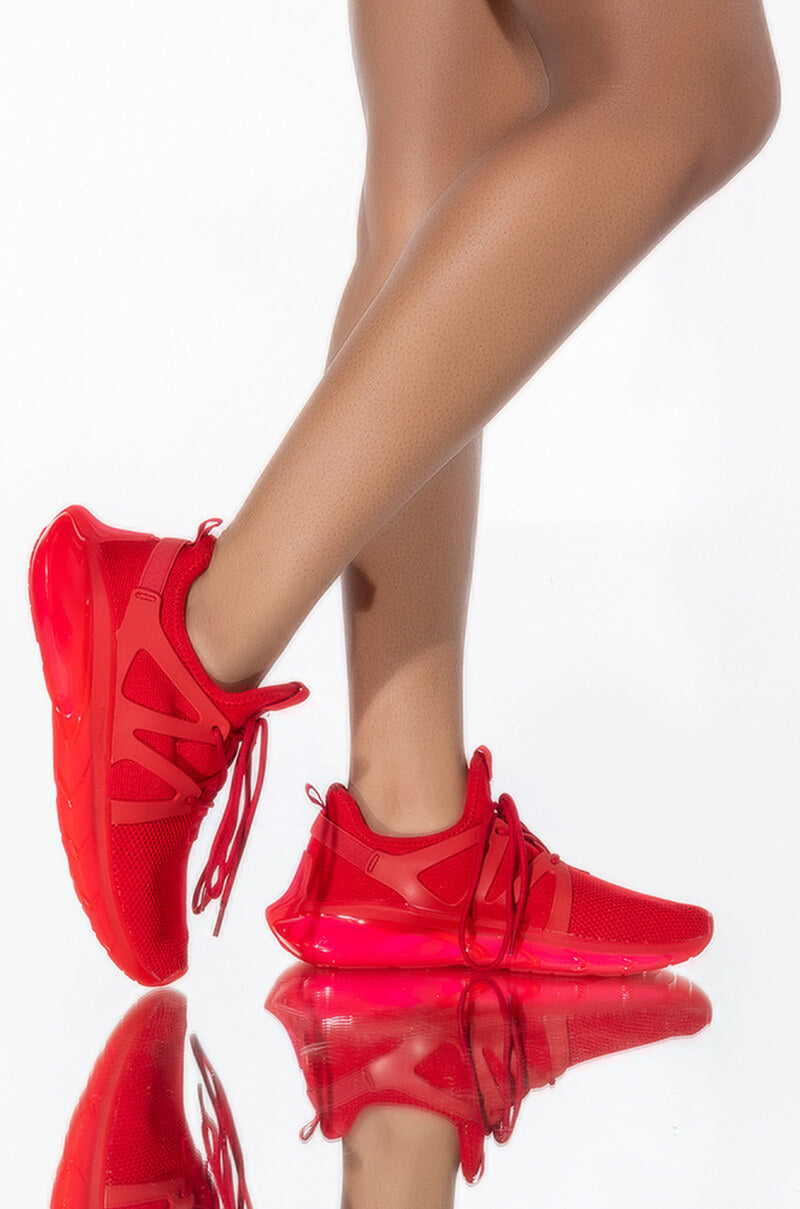 AZALEA WANG ALL EYES ON ME FLAT SNEAKER IN RED