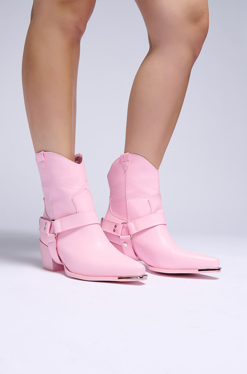 AZALEA WANG JOAKIMA PINK WESTERN BOOTIE