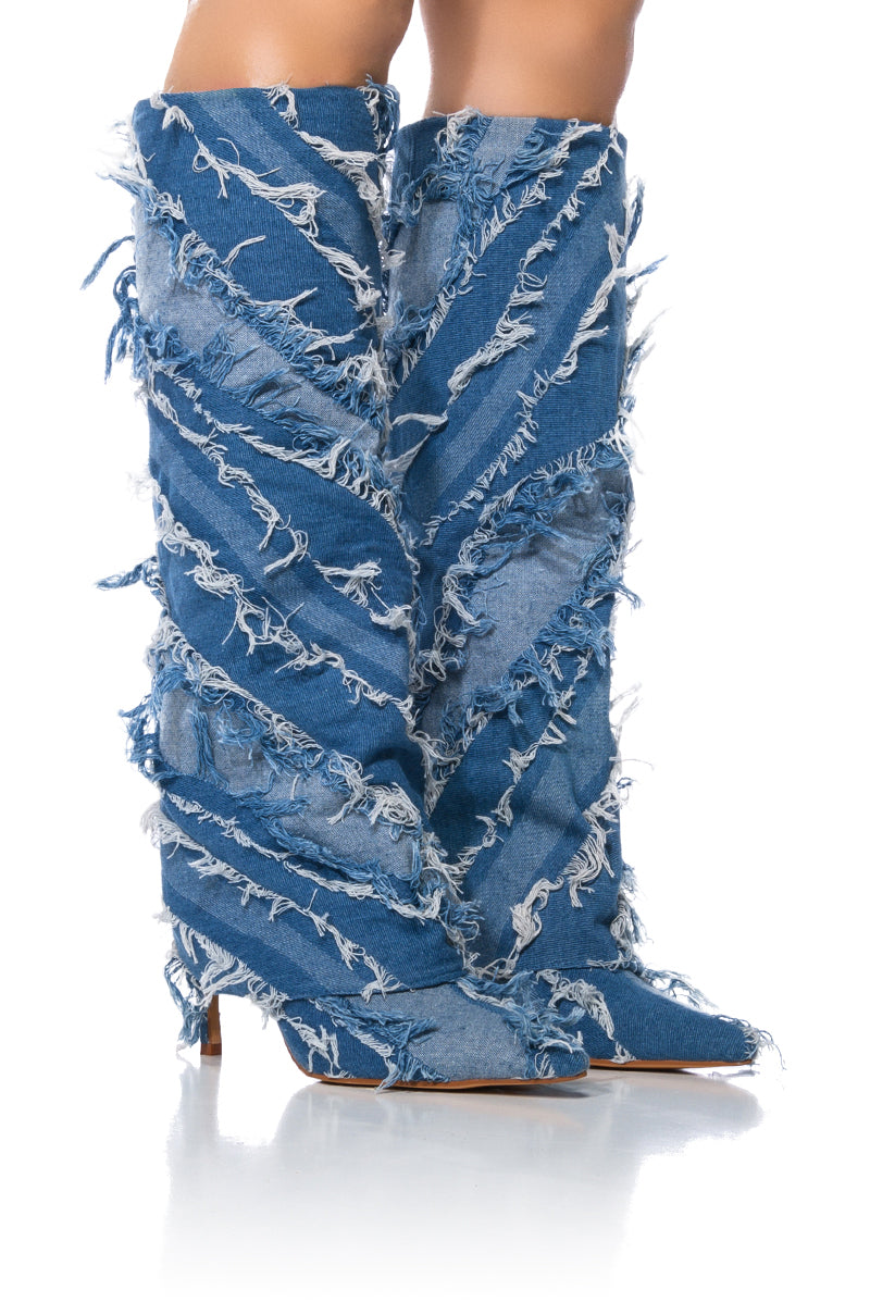 AZALEA WANG FISHER DENIM STILETTO BOOT