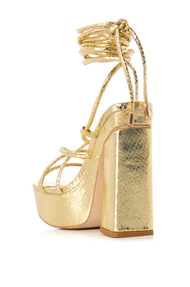 AZALEA WANG TABBY GOLD CROC PLATFORM SANDAL